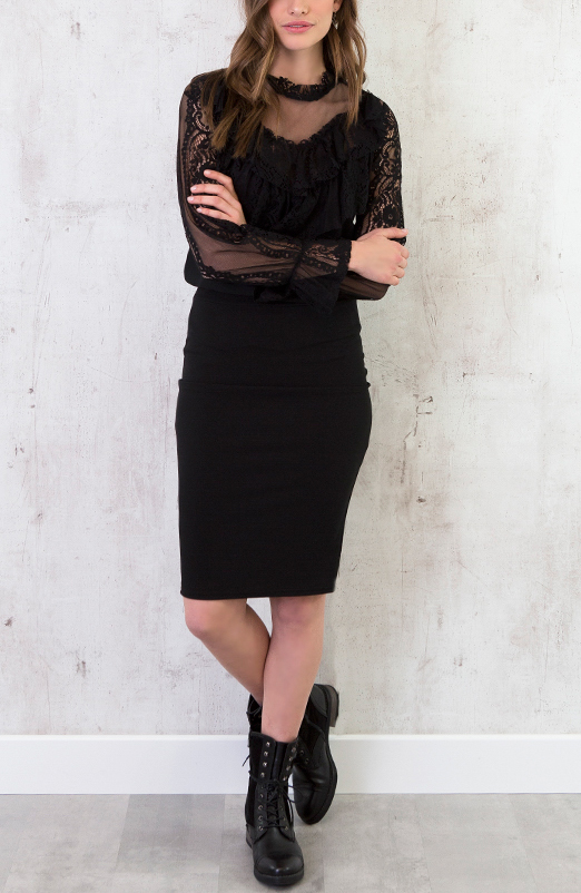 Kanten Ruches Blouse Zwart – shoparchief, foto 5