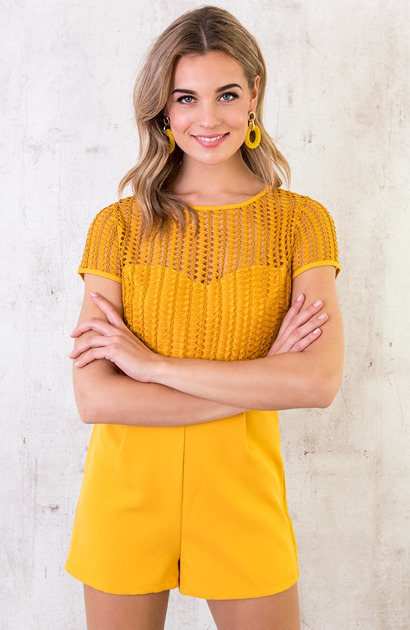 Playsuit Damen Ockergelb, Shoparchiv