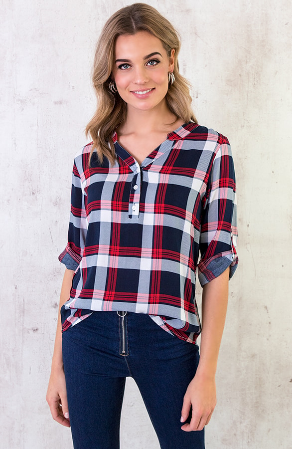Geblokte Blouse Dames – shoparchief
