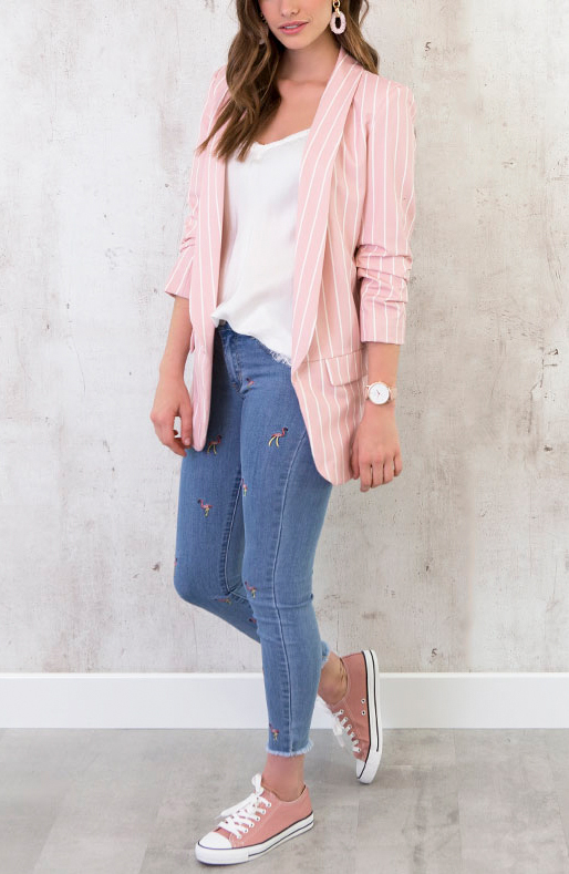 Gestreepte Blazer Roze – shoparchief, foto 4