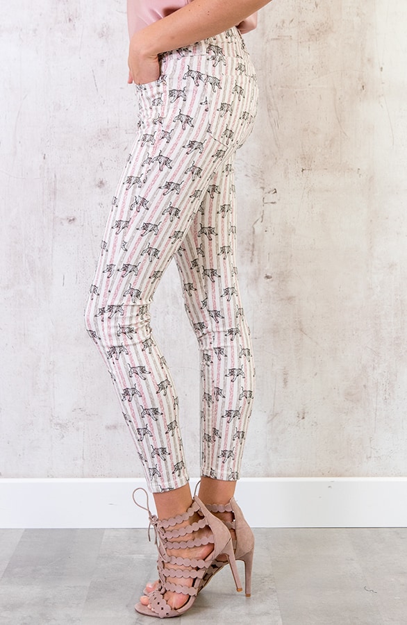 Leopard Striped Jeans Roze – shoparchief, foto 3