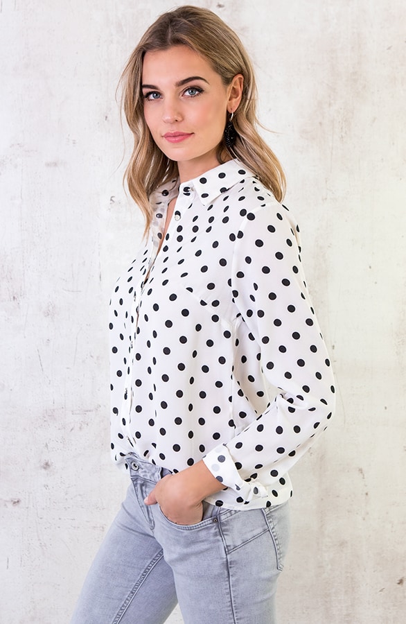 Stippen Blouse Wit – shoparchief, foto 3