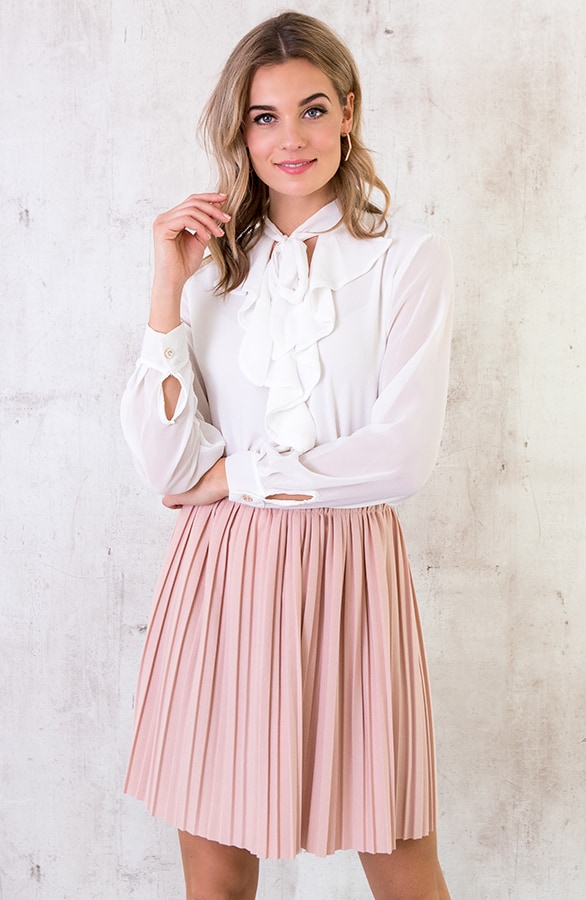 Ruches Strik Blouse Wit – shoparchief