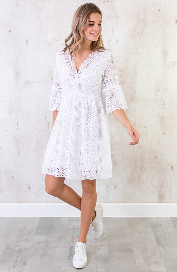 Jurk Met Kant Dames Wit – shoparchief, foto 2