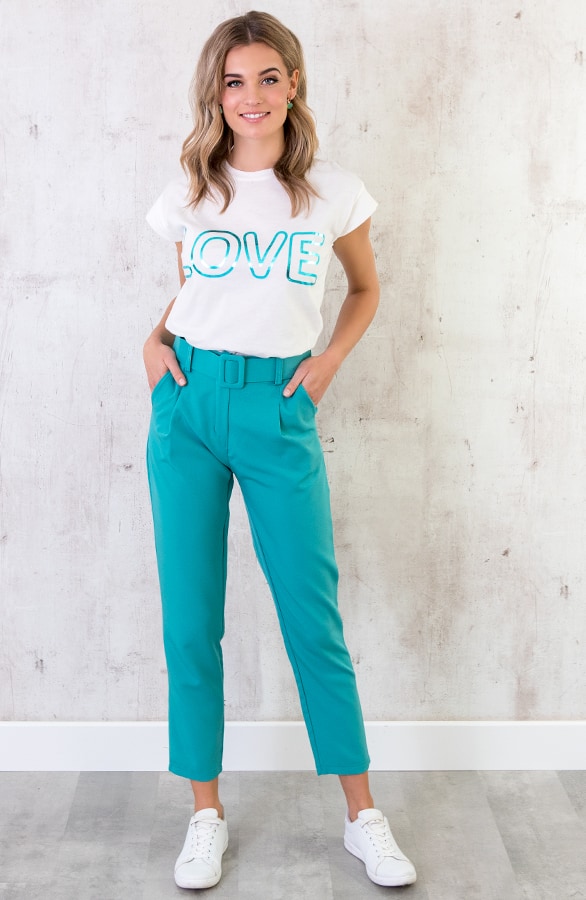 Pantalon Met Riem Turquoise – shoparchief, foto 7