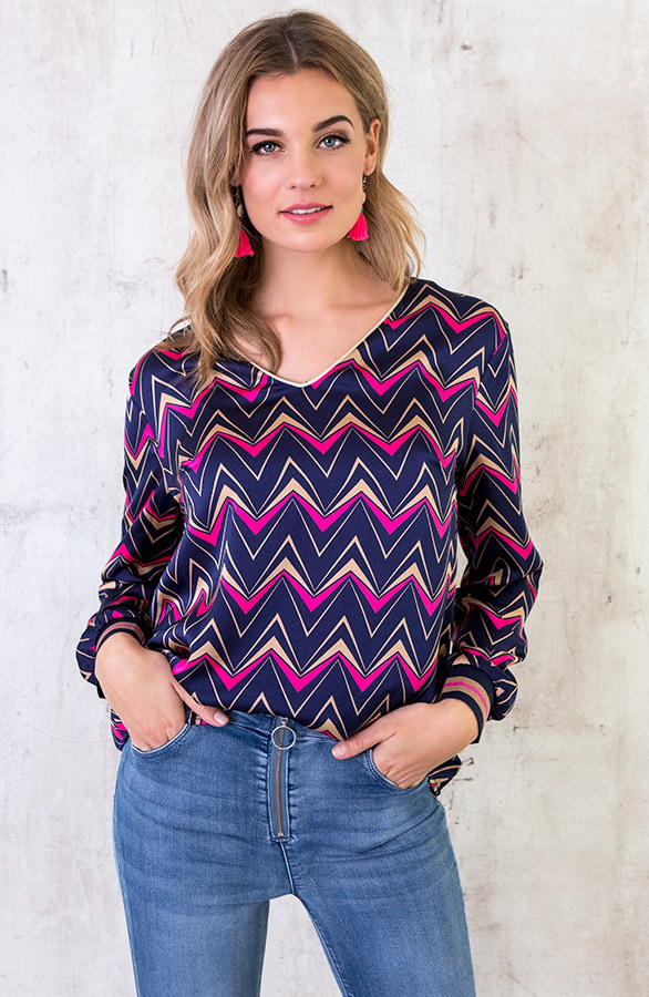Blouse Zigzag Marineblauw – shoparchief, foto 5