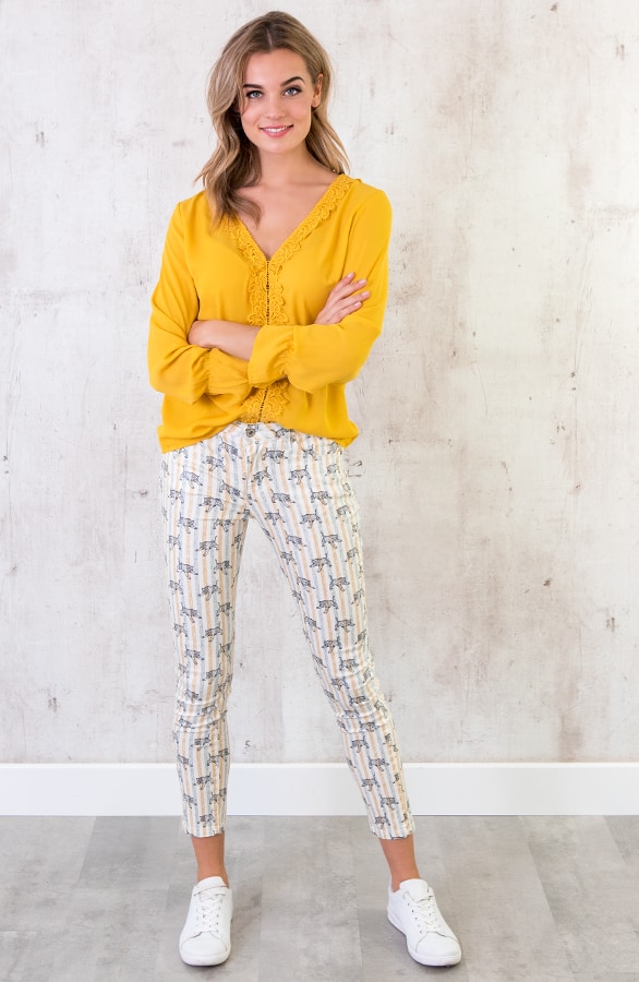 Leopard Striped Jeans Geel – shoparchief, foto 6