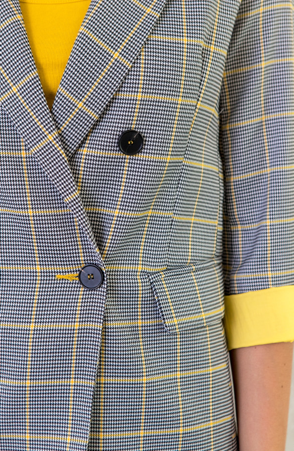 Knopen Blazer Geblokt Geel – shoparchief, foto 3