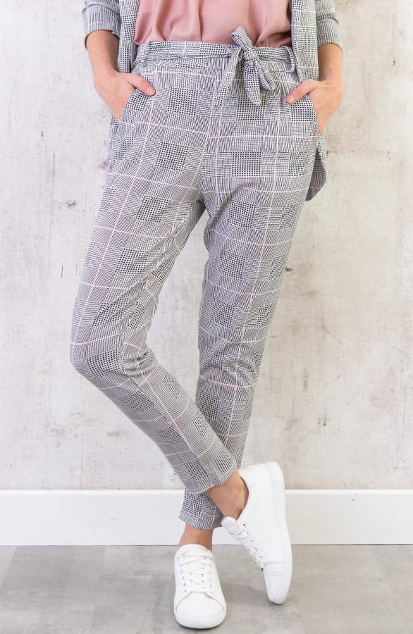 Geblokte Broek Strik Grijs – shoparchief, foto 2
