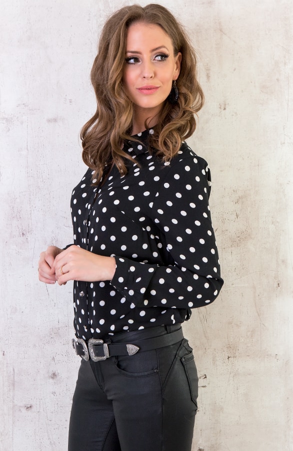 Stippen Blouse Zwart – shoparchief, foto 3