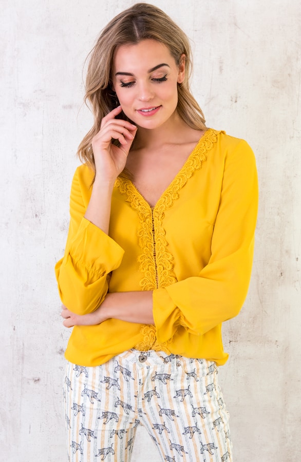 Blouse Kant Okergeel – shoparchief, foto 6