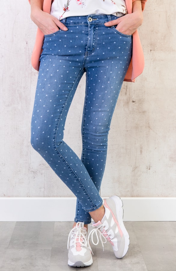 Stippen Skinny Jeans Blauw – shoparchief