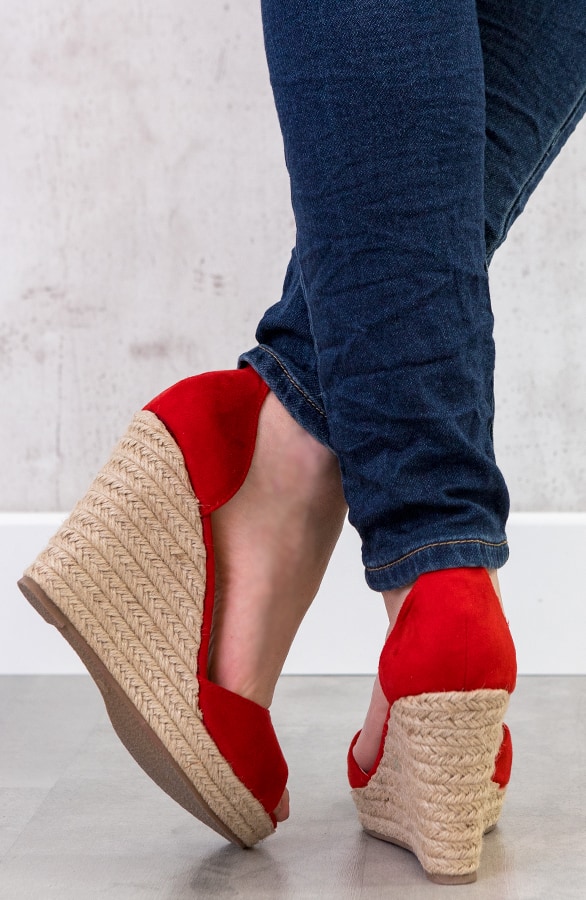 Sleehakken Suede Rood – shoparchief, foto 4