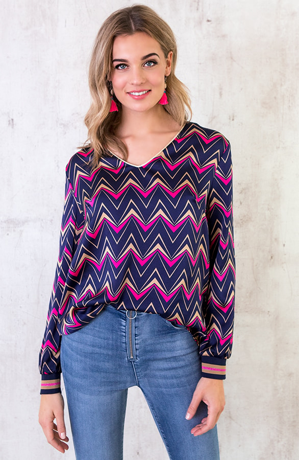 Blouse Zigzag Marineblauw – shoparchief, foto 2