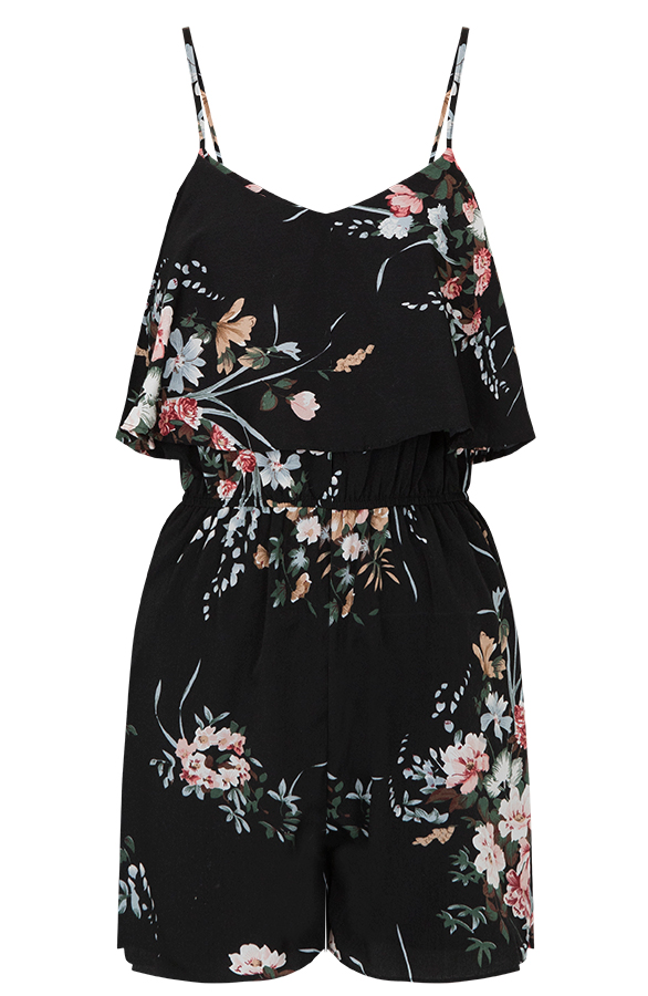 Bloemen Playsuit Zwart – shoparchief, foto 6