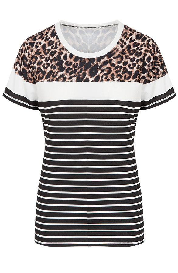 Gestreiftes Top Mit Leo-Print, Shoparchiv