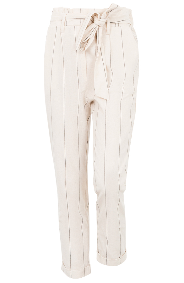 Linnen Broek Gestreept Creme – shoparchief