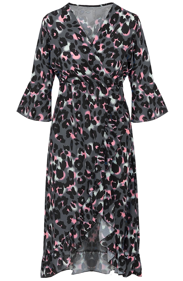 Midi Jurk Panterprint Grijs – shoparchief