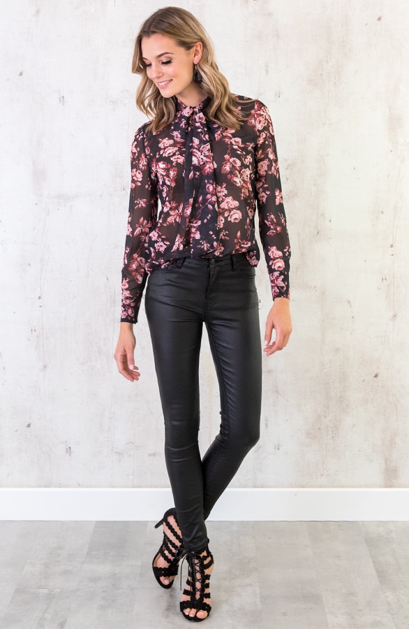 Blouse Bloemenprint Zwart – shoparchief, foto 4