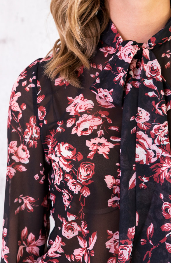 Blouse Bloemenprint Zwart – shoparchief, foto 5