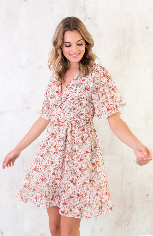 Bloemen Jurk Beige – shoparchief, foto 4