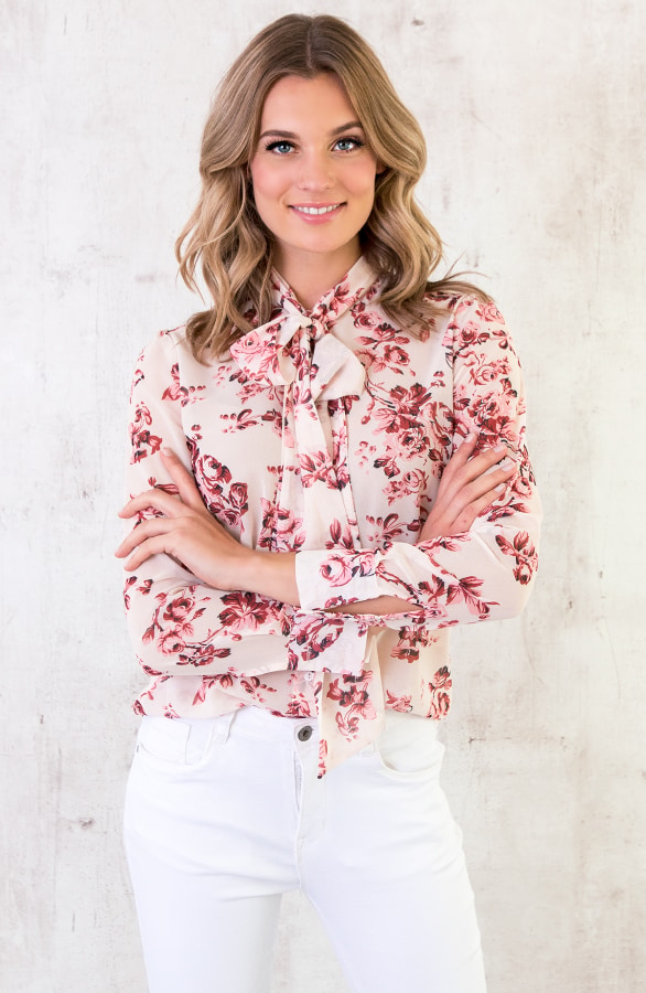 Blouse Bloemenprint Creme – shoparchief, foto 3