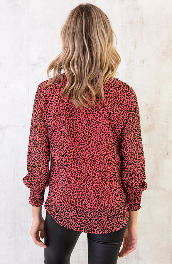 Leopard Strik Blouse Koraal – shoparchief, foto 4