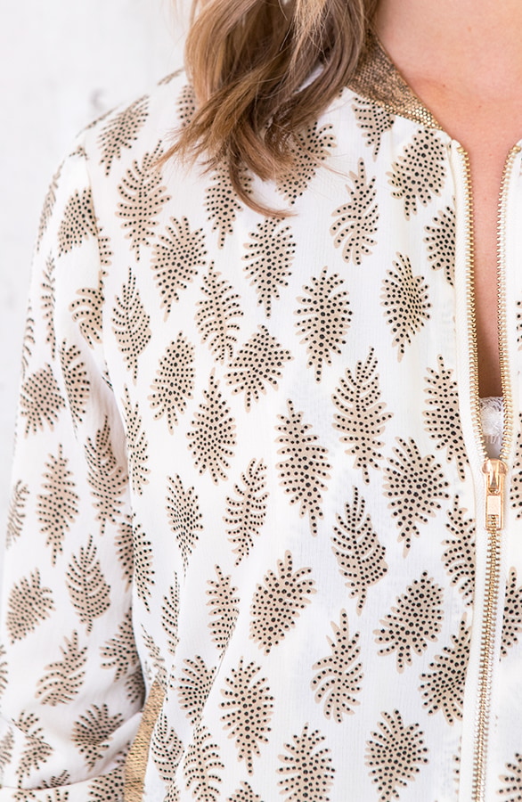 Bomber Jasje Bladprint Goud – shoparchief, foto 6