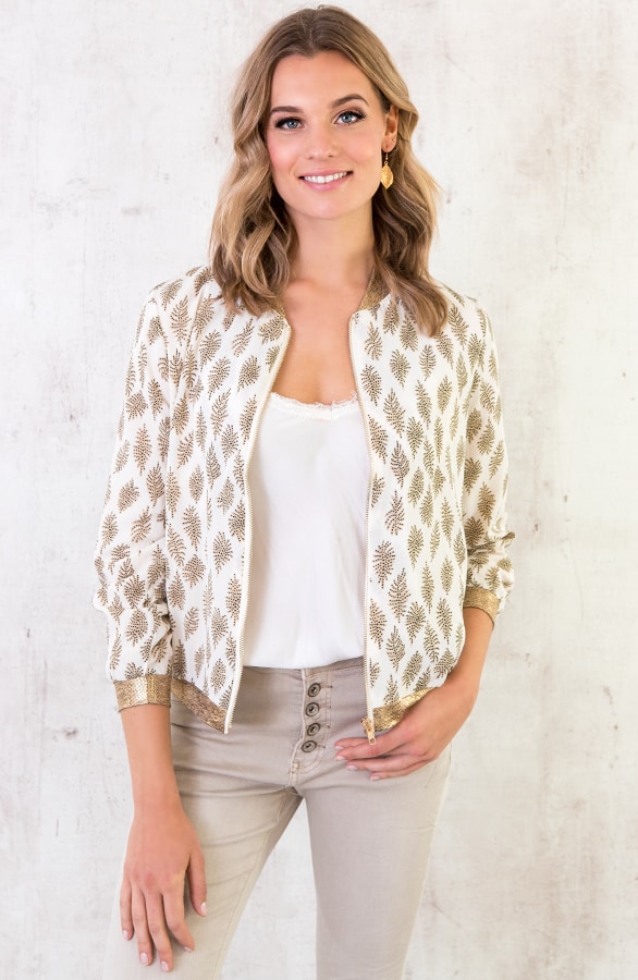 Bomber Jasje Bladprint Goud – shoparchief, foto 2