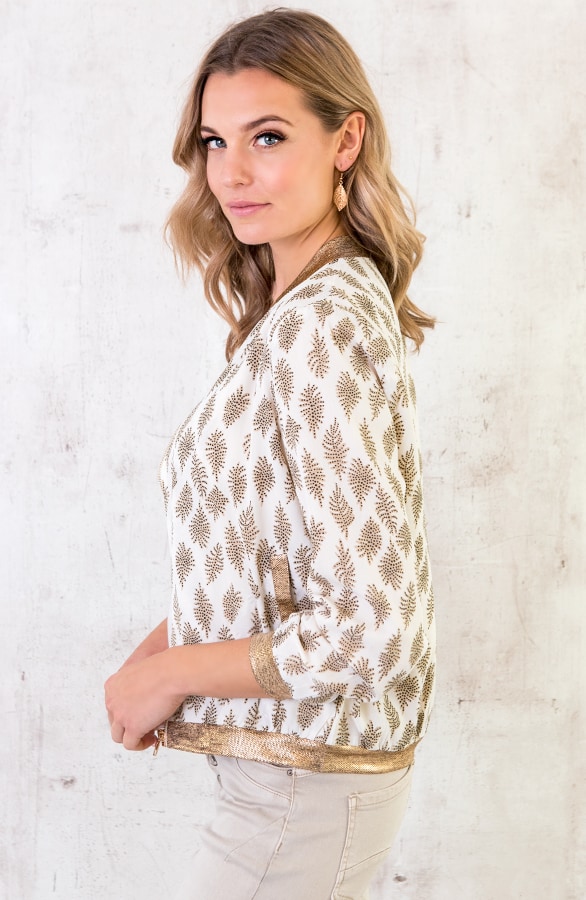 Bomber Jasje Bladprint Goud – shoparchief, foto 3