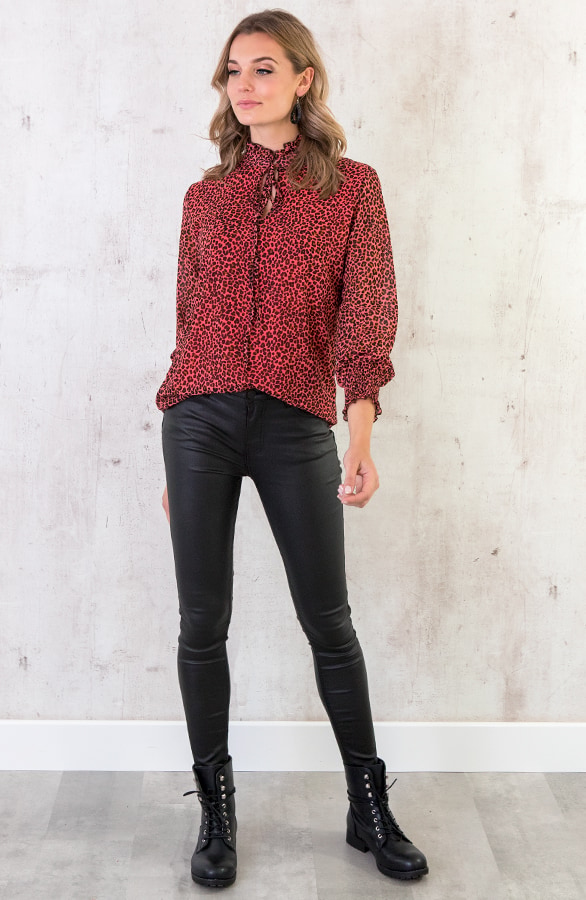 Leopard Strik Blouse Koraal – shoparchief, foto 6