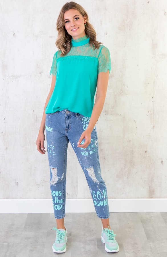 Top Kant Dames Turquoise – shoparchief, foto 3