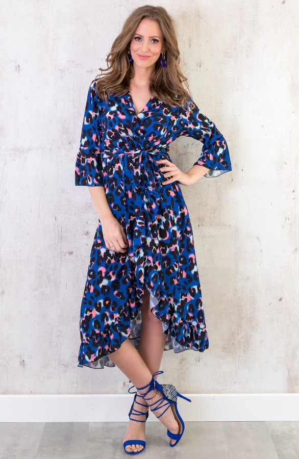 Midi Jurk Panterprint Kobalt – shoparchief, foto 5