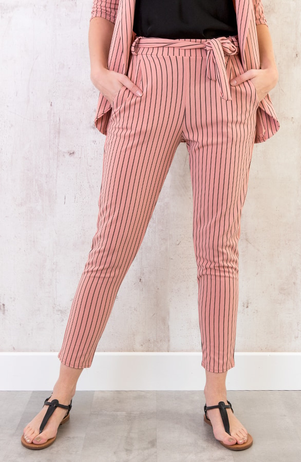 Strik Broek Gestreept Oud Roze – shoparchief