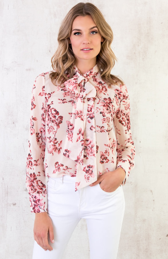 Blouse Bloemenprint Creme – shoparchief, foto 2