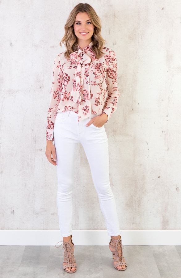 Blouse Bloemenprint Creme – shoparchief, foto 4
