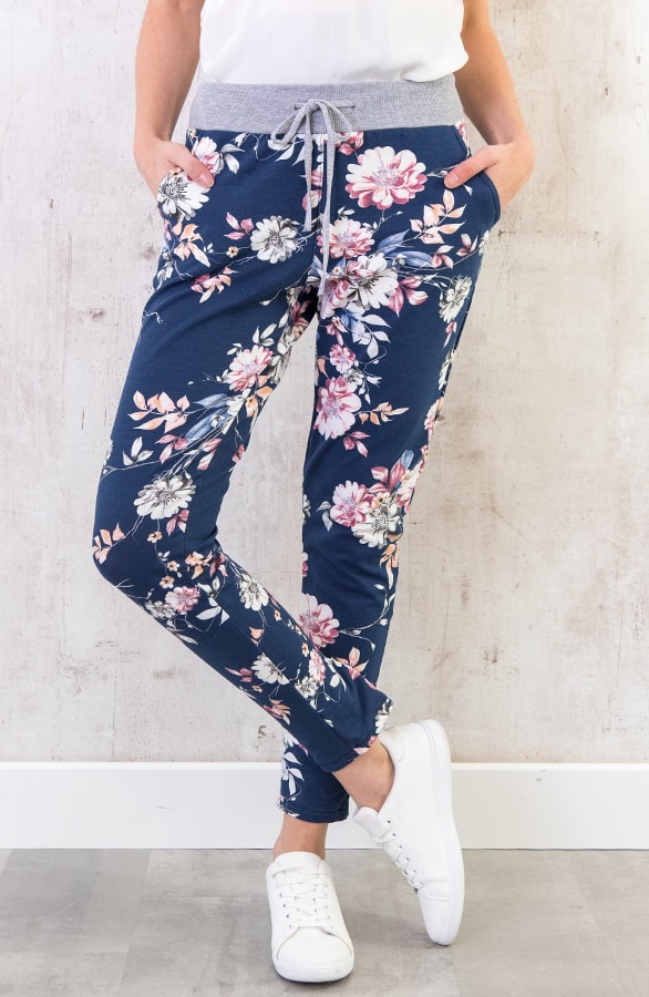 Jogging Jeans Flower Navy – shoparchief