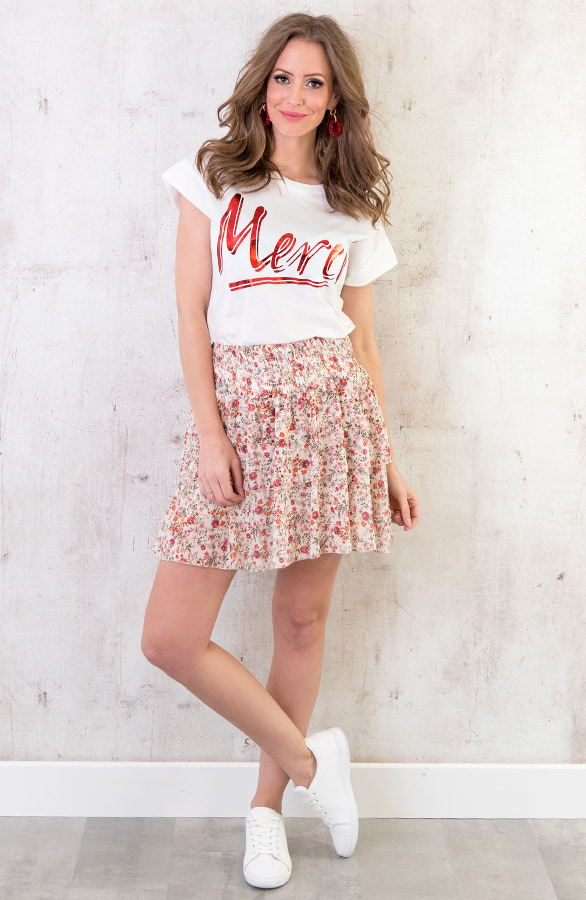 Bloemen Laagjes Rok Beige – shoparchief, foto 4