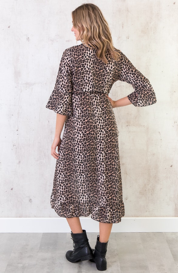 Midi Jurk Panterprint Bruin – shoparchief, foto 4