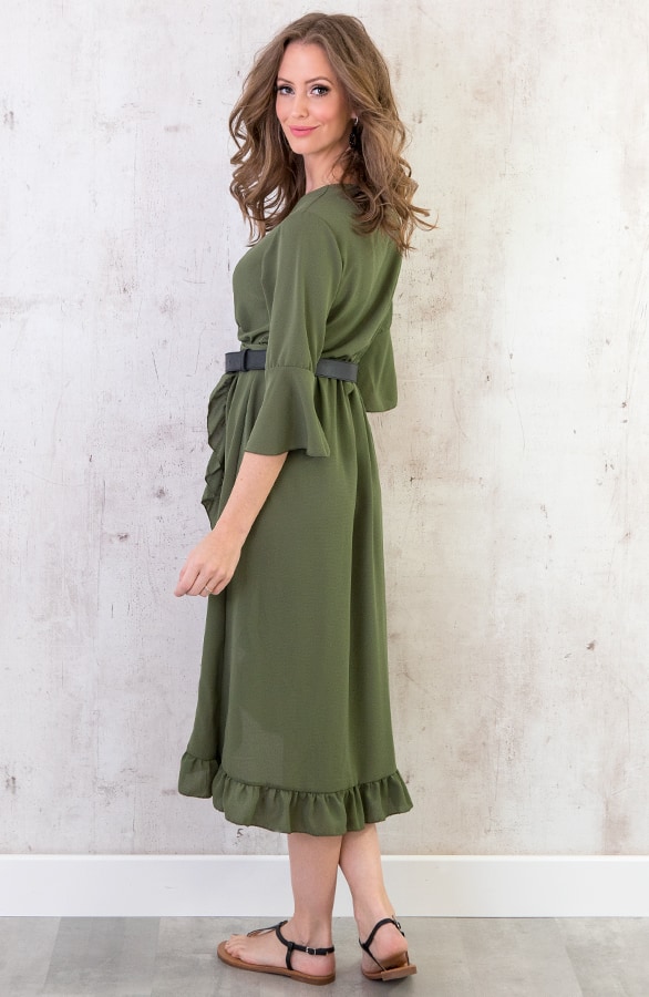 Midi Jurk Legergroen – shoparchief, foto 4