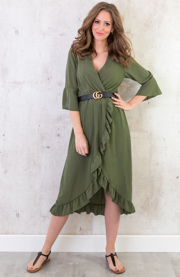 Midi Jurk Legergroen – shoparchief, foto 6