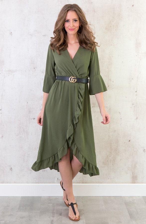 Midi Jurk Legergroen – shoparchief, foto 2