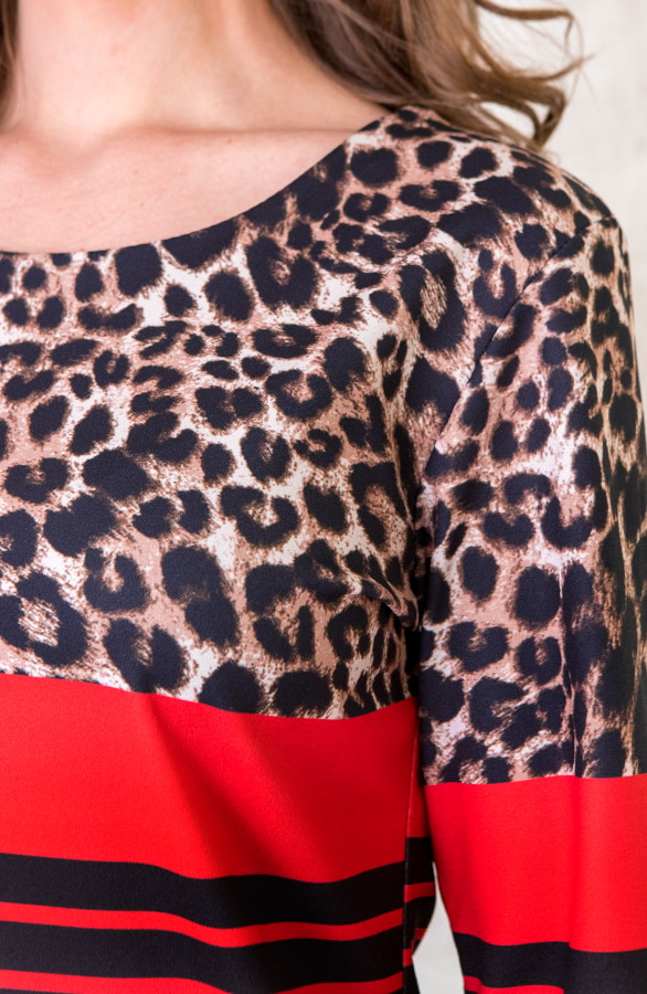 Gestreifte Tunika Mit Leopardenprint Rot, Shoparchiv, Foto 4
