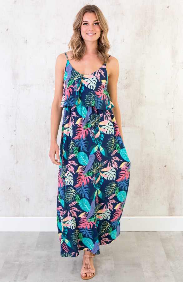 Maxi Palm Jurk Turquoise – shoparchief, foto 2