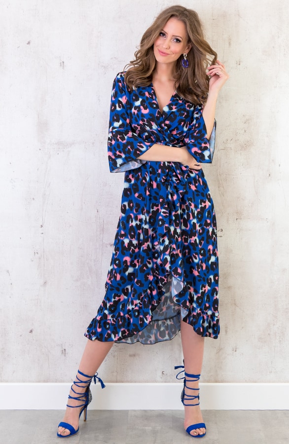 Midi Jurk Panterprint Kobalt – shoparchief, foto 7