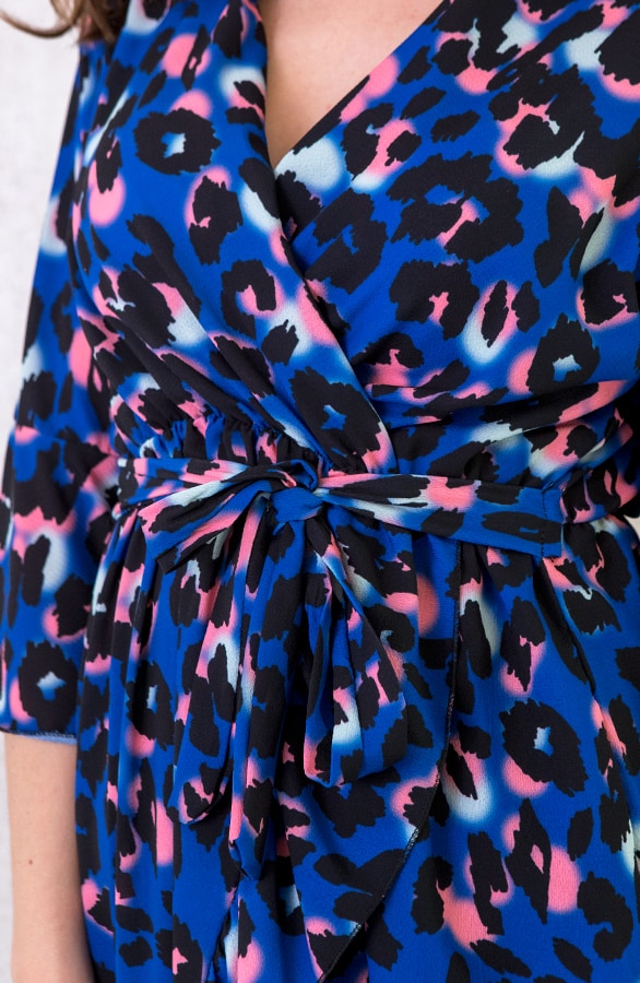 Midi Jurk Panterprint Kobalt – shoparchief, foto 4