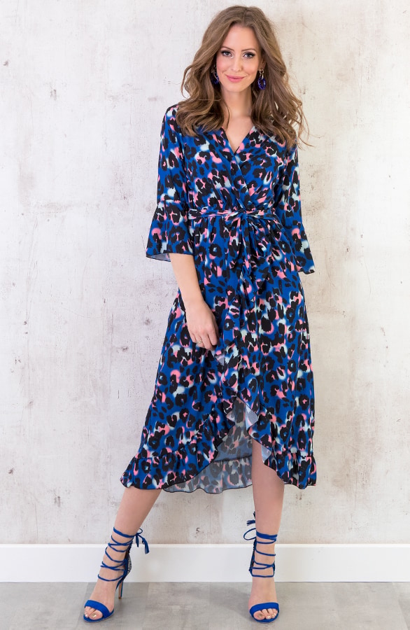 Midi Jurk Panterprint Kobalt – shoparchief, foto 6