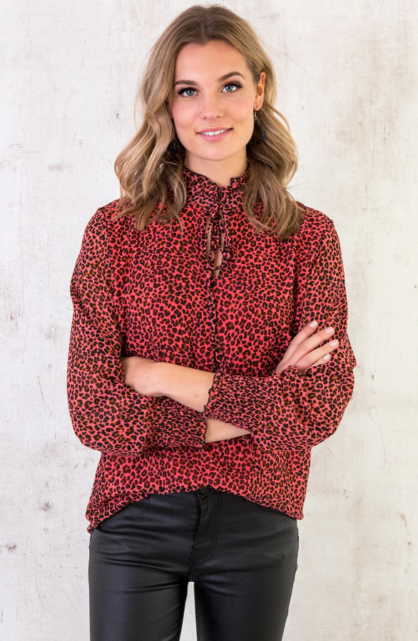 Leopard Strik Blouse Koraal – shoparchief, foto 7
