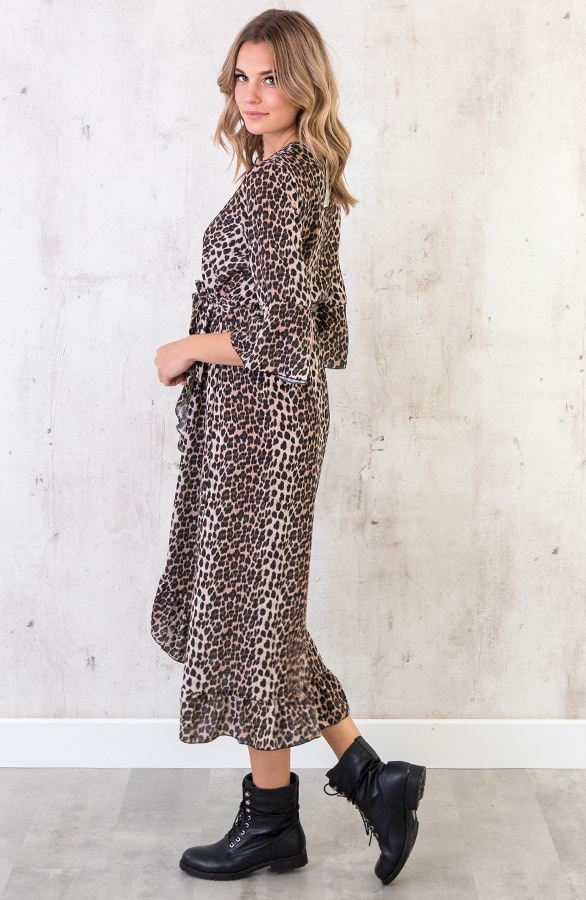 Midi Jurk Panterprint Bruin – shoparchief, foto 3