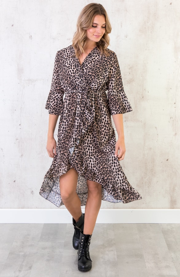 Midi Jurk Panterprint Bruin – shoparchief, foto 6